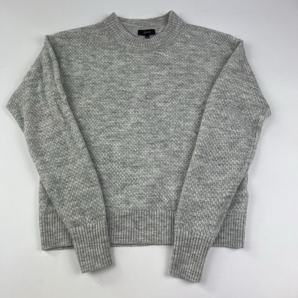 Quince Women's Baby Alpaca Wool Blend Diamond Stitch Crew Neck Sweater Size XS